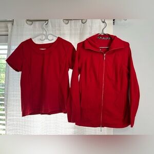 Short Sleeve Top and Zip-Up Jacket Set